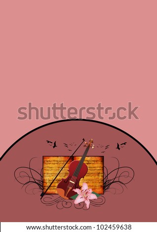 Music Violin background with space (poster, web, leaflet, magazine)