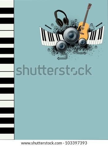 Music object background with space (poster, web, leaflet, magazine)