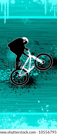 Abstract grunge bike jumping background with space