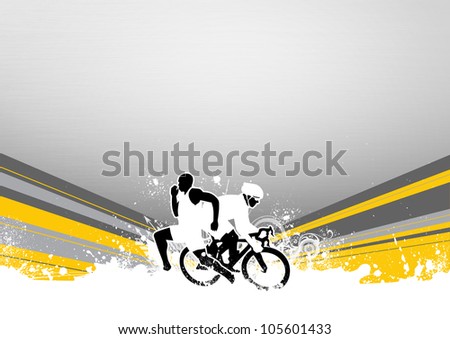 Abstract grunge duathlon sport background with space