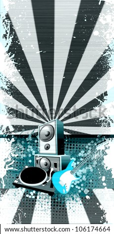 Abstract grunge concert objects background with space
