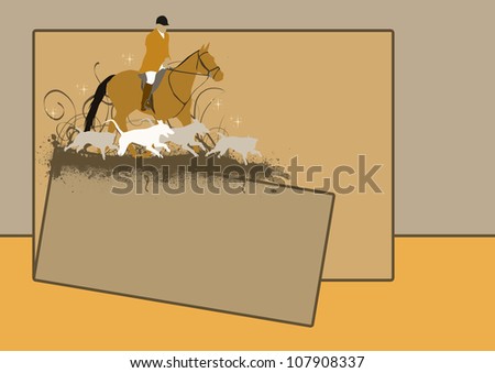 Abstract color hunting with dog and horse background