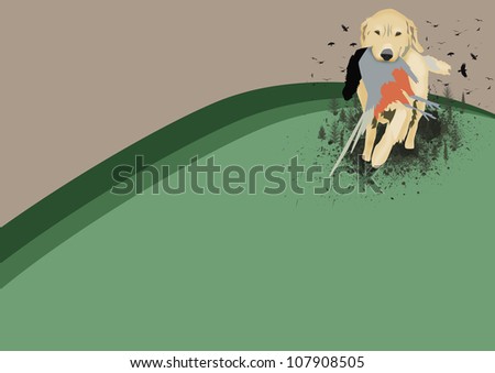 Abstract grunge hunting dog background with space