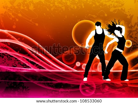 Abstract dance zumba fitness background with space