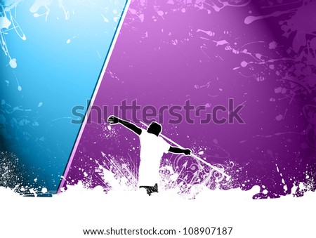 Abstract grunge javelin throw background with space
