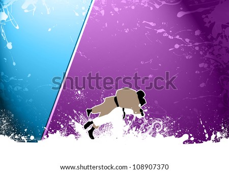 Abstract grunge judo is throwing sport background with space