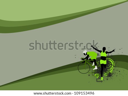 Abstract grunge duathlon sport background with space