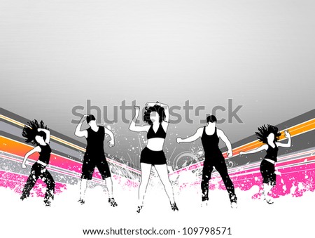 Abstract color zumba fitness dance background with space