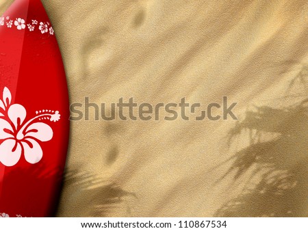 surfboards on sand color background with space