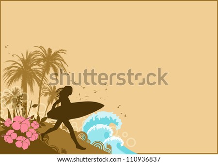 Abstract color woman surf background with space
