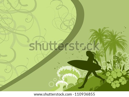 Abstract color woman surf background with space