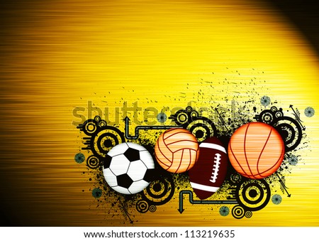 Basketball, football, handball, soccer Balls background with space