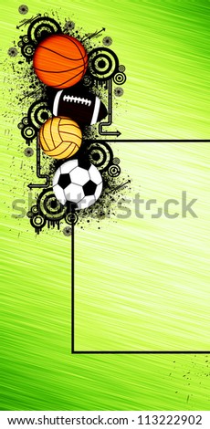 Basketball, football, handball, soccer Balls background with space