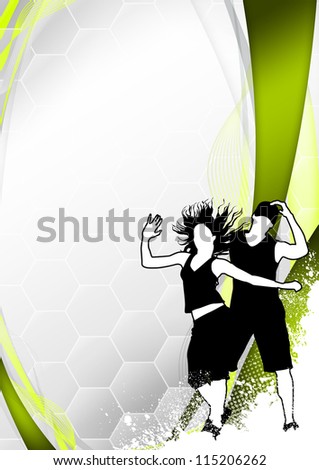 Fitness or dance poster background with space