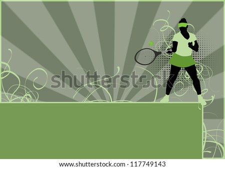 Tennis sport poster: serve woman background with space