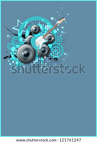Guitar abstract music poster background with space