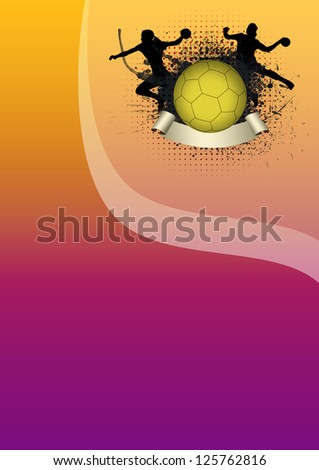 Girl handball sport poster background with space