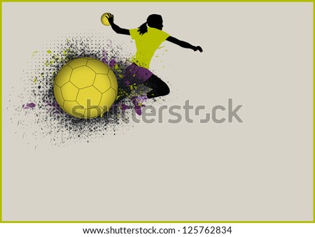Girl handball sport poster background with space