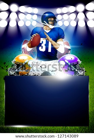 American football poster or flyer background with space