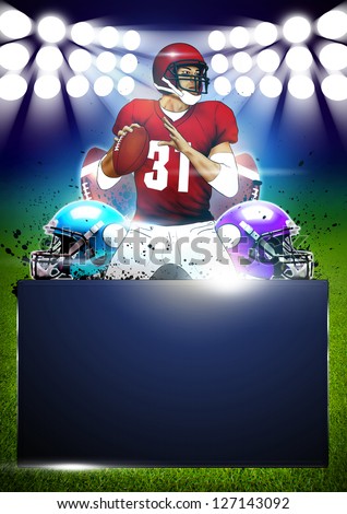 American football poster or flyer background with space