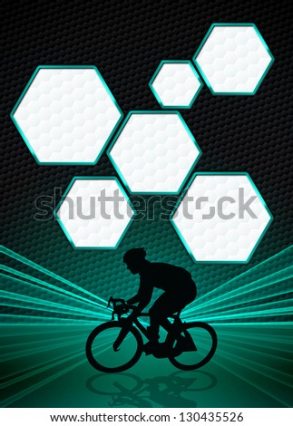 Sport business poster: bike and man background with space