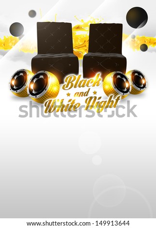 Abstract black and white party poster background with space