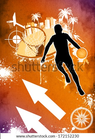 Basketball sport poster or flyer background with space