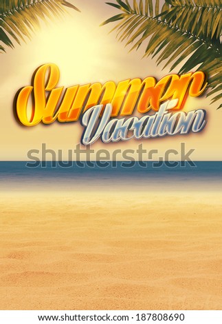 Summer holiday, travel, party advert poster or flyer background with empty space
