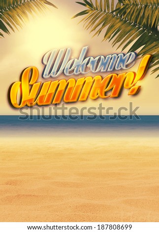 Summer holiday, travel, party advert poster or flyer background with empty space