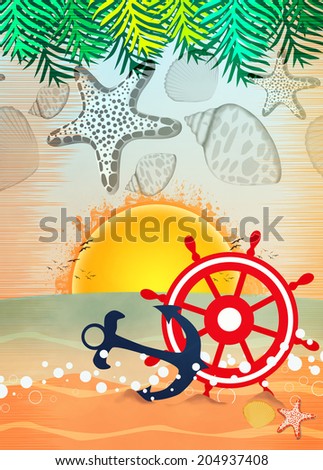 Summer holiday, travel party advert poster or flyer background with empty space