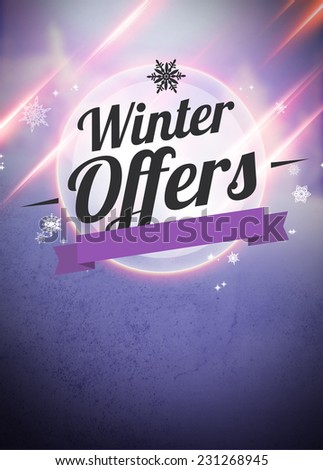Winter or christmas offer and sale advert poster or flyer background with empty space