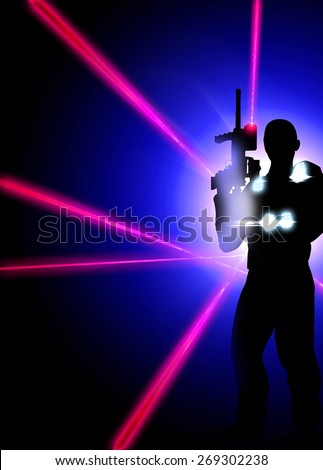 Abstract laser tag poster or flyer background with empty space
