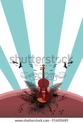 Classic music Violin background with space (poster, web, leaflet, magazine)