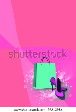 Shoe shopping background with space (poster, web, leaflet, magazine)