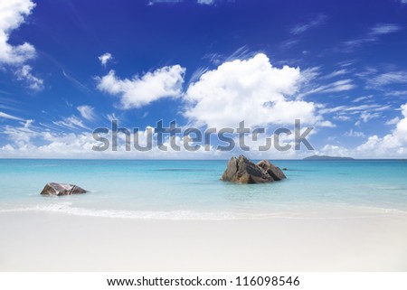 Praslin island, Seychelles, Anse Lazio. The island of dreams for a rest and relaxation.