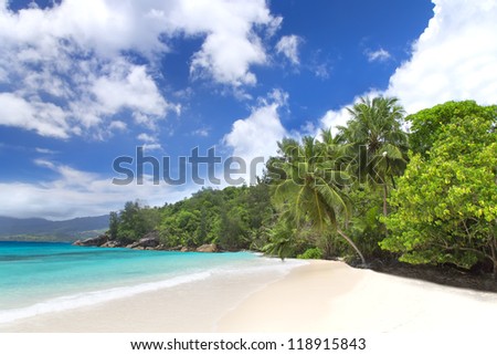 Mahe island, Seyshelles. Anse intendance (Beach). The island of dreams for a rest and relaxation. White coral beach sand. A heavenly place.