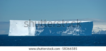 Southern Orkney Islands in antarctic area. Island and icebergs.
