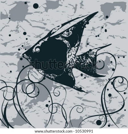 Fish  Black  on The Graphic Image Of A Black Fish In Sea Abyss  A Vector Illustration