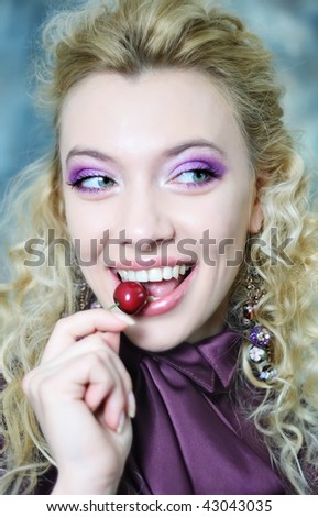 beautiful woman with cherry