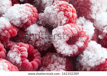 Frozen berries. Closeup. Macro. Raspberries. Raspberry.Abstract.