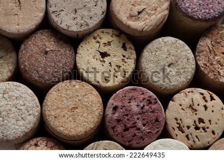 Wine corks collection. Colorful wine corks. Macro view. Closeup. Texture.