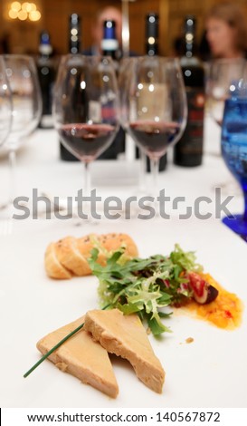 Foie gras dish on table during official dinner