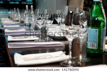 Table set for official dinner and presentation