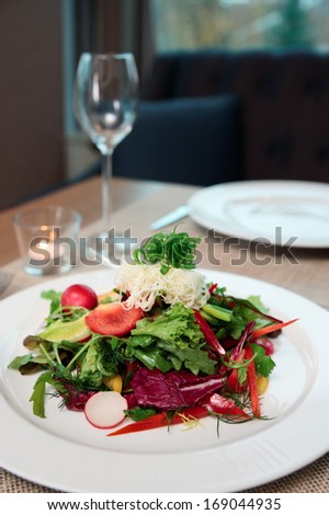 Vegetable appetizer on a restaurant table