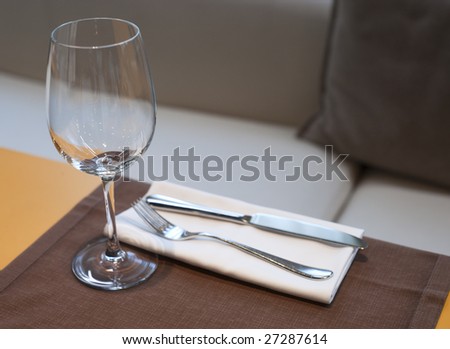Expensive table set in haute cuisine restaurant