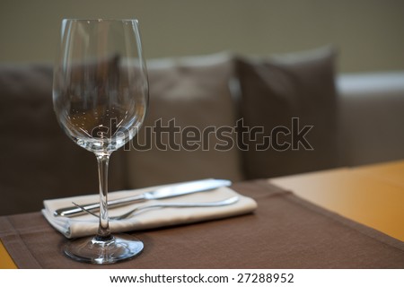 Expensive table set in haute cuisine restaurant, copy space