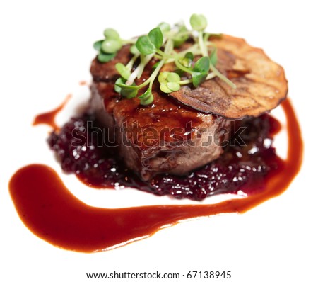 Tenderloin steak with red sauce
