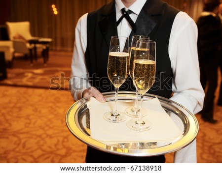 Waiter welcomes guests