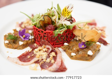 Salad with smoked duck fillet