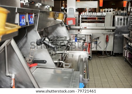 Kitchen of a fast food restaurant